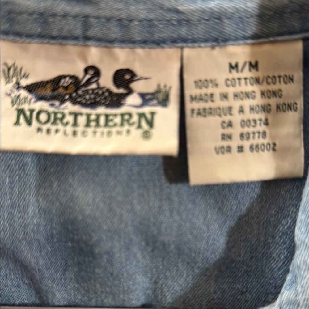 Northern Reflections Blue Floral Embroidered Button Down Shirt - Picture 3 of 3